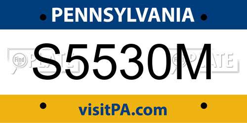 S5530M Pennsylvania License Plate