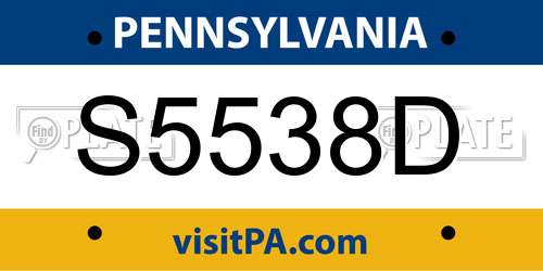S5538D Pennsylvania License Plate