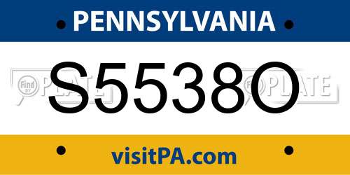 S5538O Pennsylvania License Plate