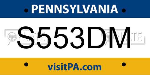 S553DM Pennsylvania License Plate