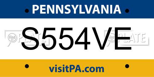 S554VE Pennsylvania License Plate