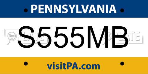 S555MB Pennsylvania License Plate