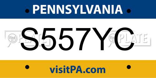 S557YC Pennsylvania License Plate