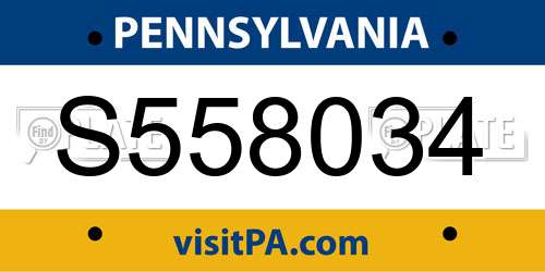 S558034 Pennsylvania License Plate