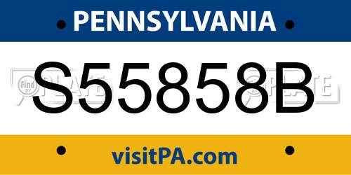 S55858B Pennsylvania License Plate