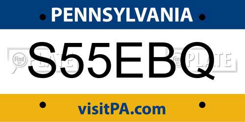 S55EBQ Pennsylvania License Plate