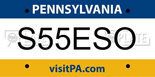 S55ESO Pennsylvania License Plate