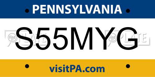 S55MYG Pennsylvania License Plate