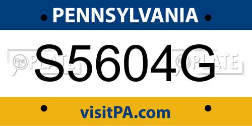 S5604G Pennsylvania License Plate