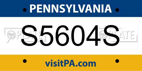 S5604S Pennsylvania License Plate