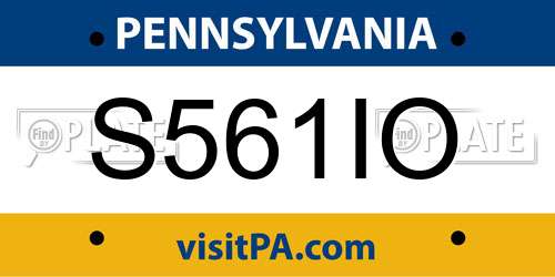 S561IO Pennsylvania License Plate