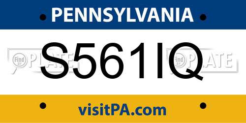 S561IQ Pennsylvania License Plate