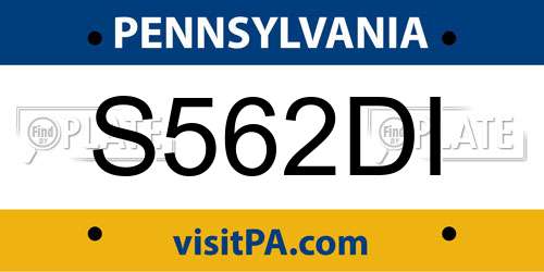 S562DI Pennsylvania License Plate