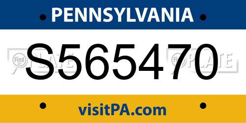 S565470 Pennsylvania License Plate