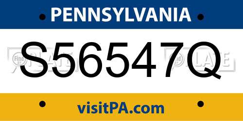 S56547Q Pennsylvania License Plate