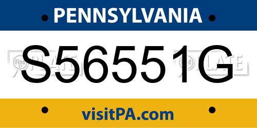 S56551G Pennsylvania License Plate