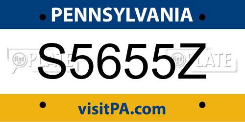 S5655Z Pennsylvania License Plate