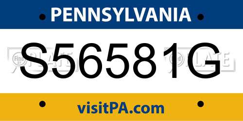 S56581G Pennsylvania License Plate
