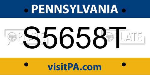S5658T Pennsylvania License Plate