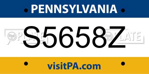 S5658Z Pennsylvania License Plate