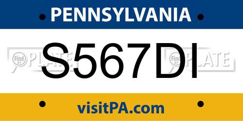 S567DI Pennsylvania License Plate