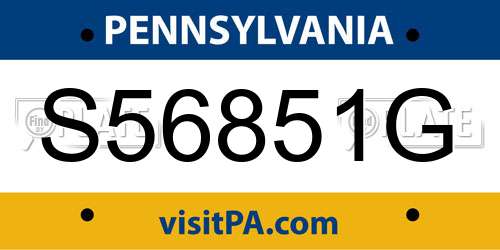 S56851G Pennsylvania License Plate