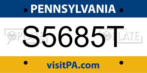 S5685T Pennsylvania License Plate