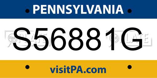 S56881G Pennsylvania License Plate