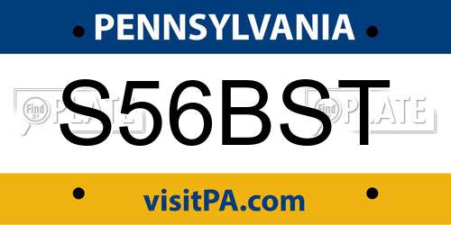 S56BST Pennsylvania License Plate