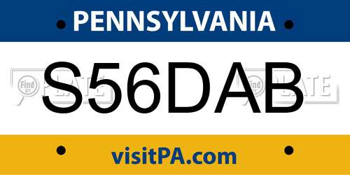 S56DAB Pennsylvania License Plate
