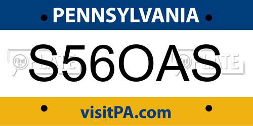 S56OAS Pennsylvania License Plate