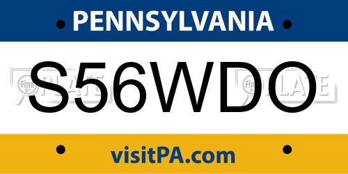 S56WDO Pennsylvania License Plate