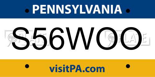 S56WOO Pennsylvania License Plate