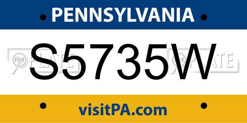 S5735W Pennsylvania License Plate