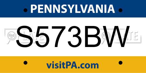 S573BW Pennsylvania License Plate