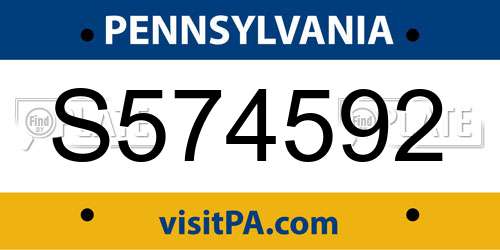 S574592 Pennsylvania License Plate