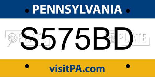 S575BD Pennsylvania License Plate
