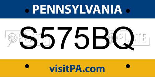 S575BQ Pennsylvania License Plate