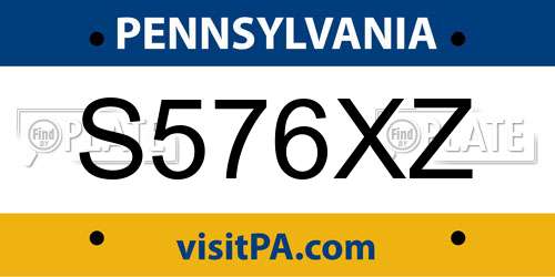 S576XZ Pennsylvania License Plate