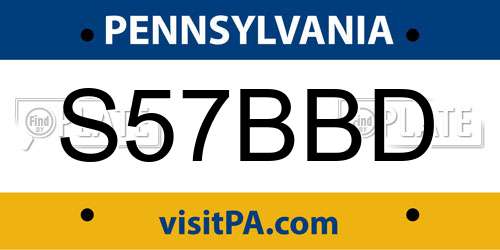 S57BBD Pennsylvania License Plate
