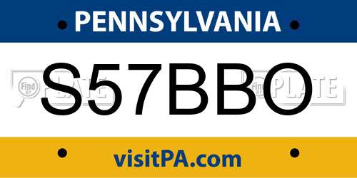 S57BBO Pennsylvania License Plate