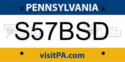S57BSD Pennsylvania License Plate