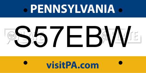 S57EBW Pennsylvania License Plate