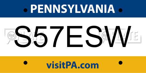 S57ESW Pennsylvania License Plate