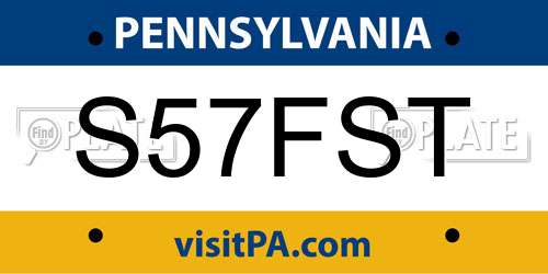 S57FST Pennsylvania License Plate