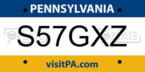 S57GXZ Pennsylvania License Plate