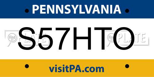 S57HTO Pennsylvania License Plate