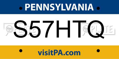 S57HTQ Pennsylvania License Plate