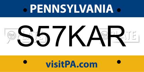 S57KAR Pennsylvania License Plate