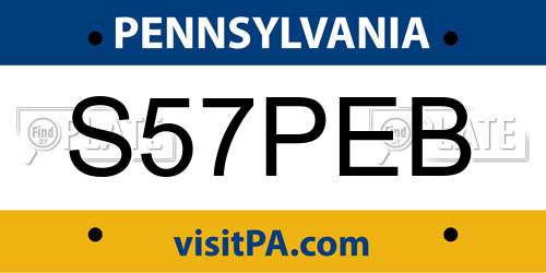 S57PEB Pennsylvania License Plate